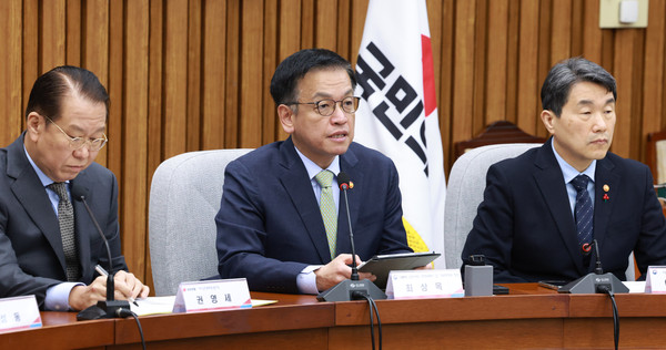 ▲ 최상목 대통령 권한대행 부총리 겸 기획재정부 장관이 8일 서울 여의도 국회에서 열린 고위당정협의회에서 발언하고 있다. /뉴시스