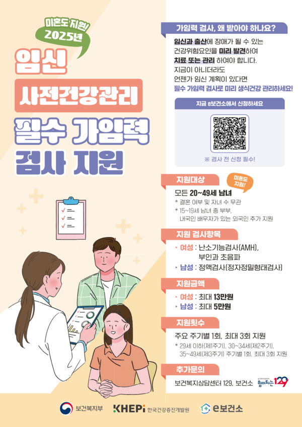 ▲ 임신 사전건강관리 필수 가임력 검사 지원 안내물.