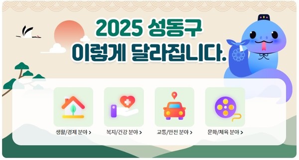 ▲ 성동구가 2025년 달라지는 제도를 시행한다. 성동구청 누리집에 게시된 ‘2025 성동구 이렇게 달라집니다’ 안내문.