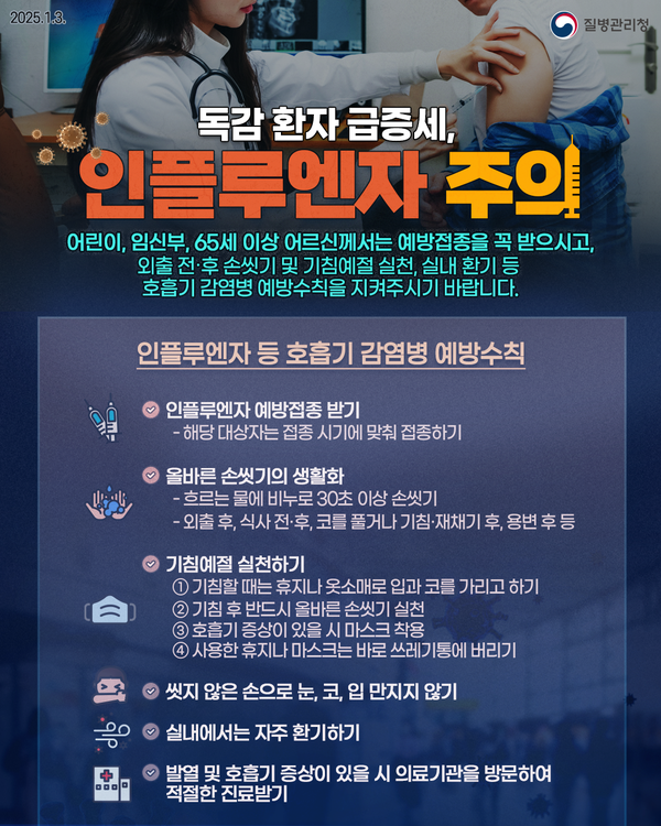 ▲ 인플루엔자 주의사항 안내 포스터.
