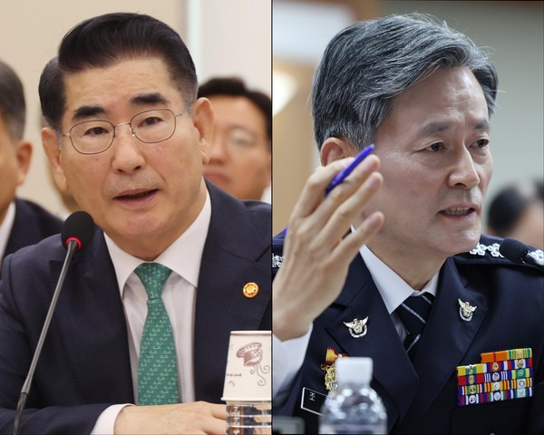▲ 김용현 전 국방부 장관과 조지호 경찰청장. /뉴시스