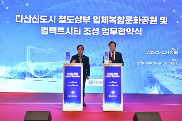 ▲ 협약식 사진(좌측부터 주광덕 남양주 시장, GH 김세용 사장).