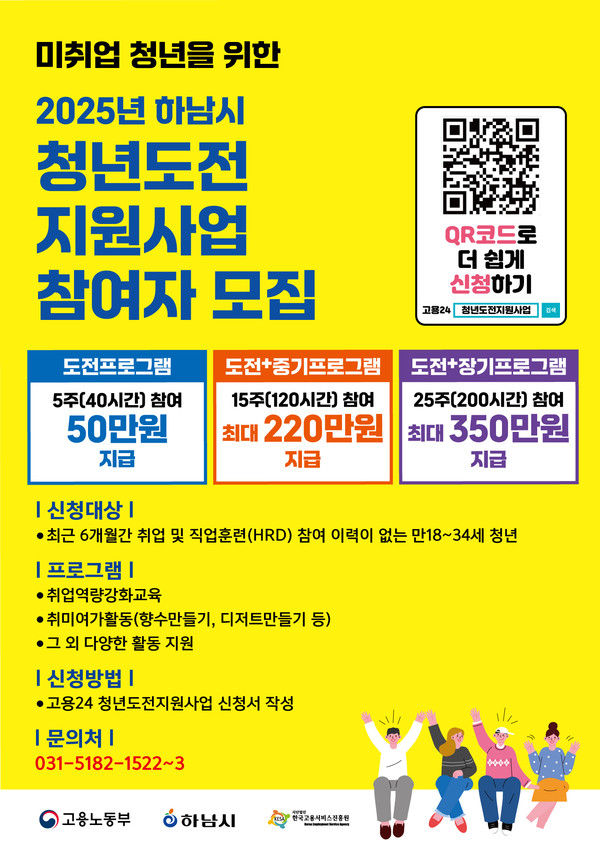 ▲ 하남시 2025 청년도전 지원사업 참여자 모집 포스터.