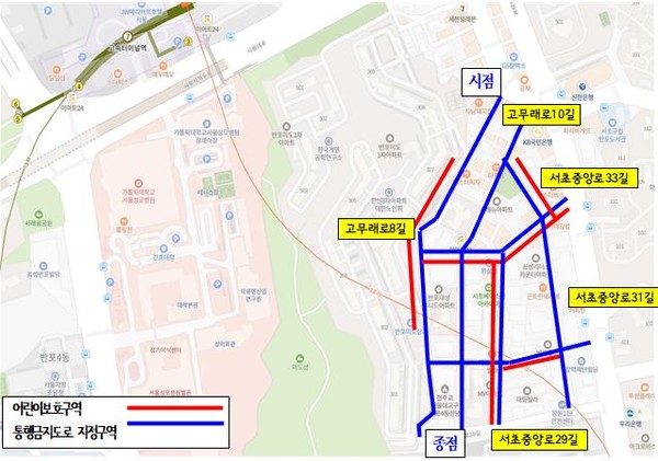 ▲ ‘킥보드 없는 거리’ 지정 위치도.