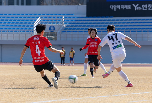 ▲ 연천FC K4리그 개막전 경기 진행 모습.