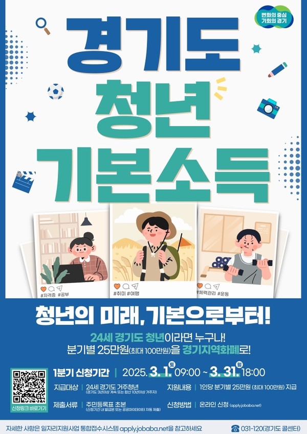 ▲ 2025년 1분기 경기도 청년기본소득 접수 안내 포스터.