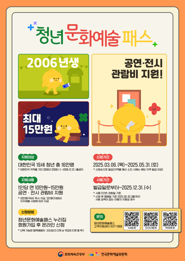 ▲ 청년문화예술패스 포스터.