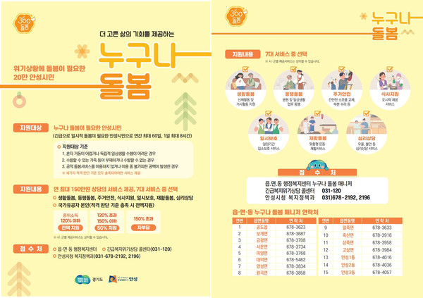 ▲ 안성시 '누구나 돌봄' 안내물.