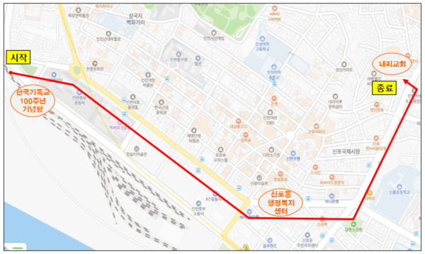 ▲ ‘1885아펜젤러선교길’ 위치도.