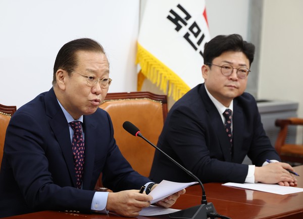 ▲ 입장 발표하는 권영세 비대위원장. /뉴시스