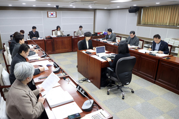 ▲ 수원특례시의회 기획경제위원회 조례안 등 안건심사 실시 모습.