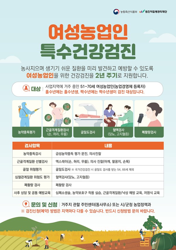 ▲ 여성농업인 특수건강검진 안내물.