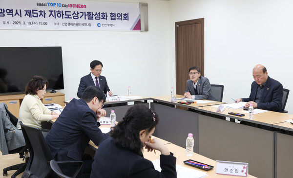 ▲ 인천시의회 산경위 '제5차 인천시 지하도상가 활성화 협의회' 개최 모습.