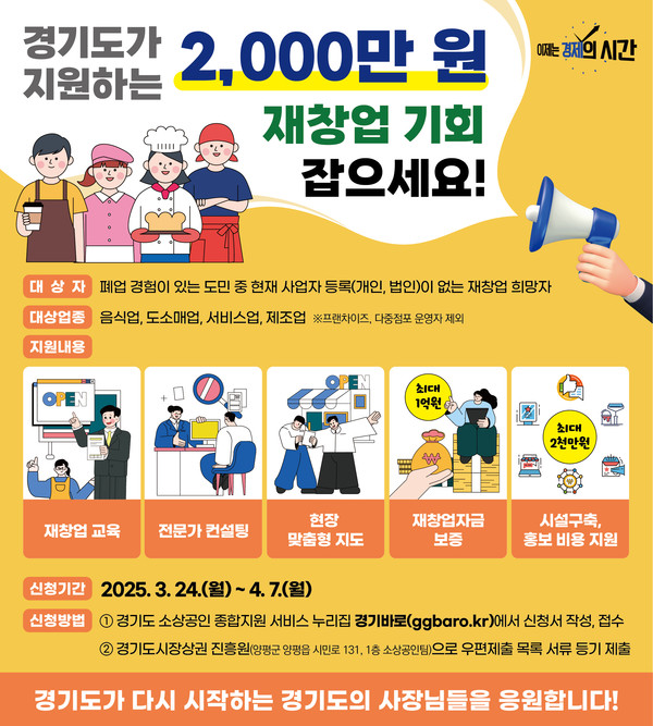 ▲ 경기도 재창업 지원사업 안내물.