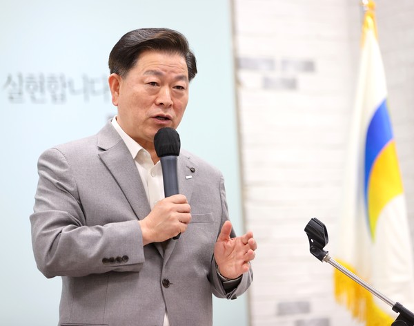 ▲ 박승원 광명시장이 ‘광명시 지속가능관광 활성화 용역 착수보고회'에서 발언하고 있다.