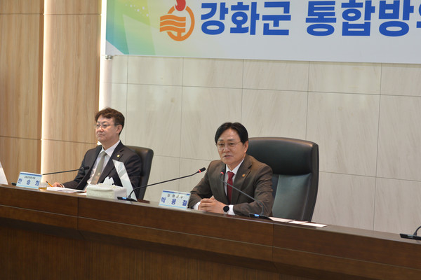 ▲ 강화군, 올해 첫 통합방위협의회 개최 모습.