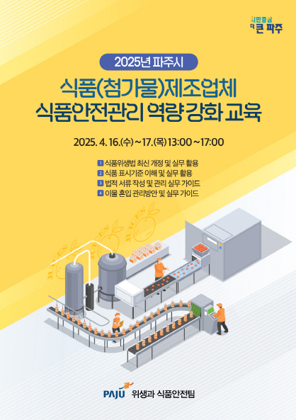 ▲ 파주시 식품제조업체 대상 역량 강화 교육 포스터.