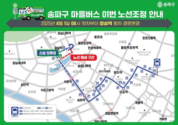 ▲ 마을버스 송파 01번 노선.