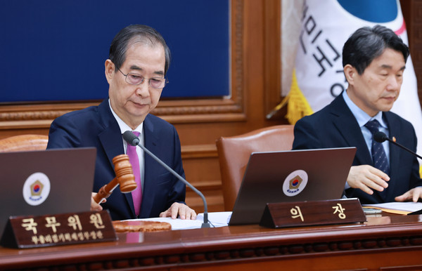▲ 의사봉 두드리는 한덕수 대통령 권한대행. /뉴시스