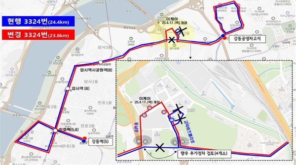 ▲ 시내버스 3324번 노선도.