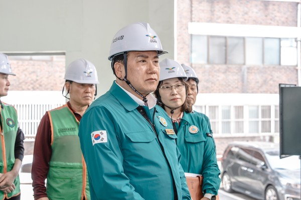 ▲ 이권재 오산시장 방재시설 가동 훈련 및 인명피해 우려지역 현장점검 실시 모습.