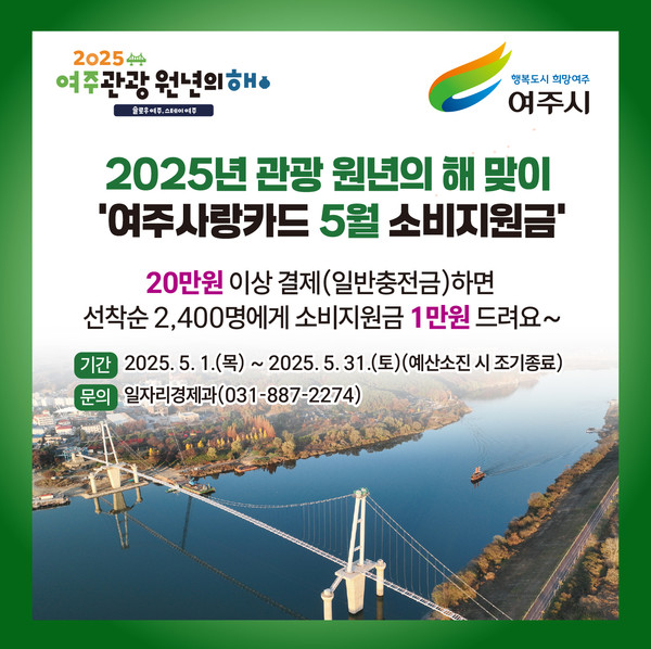 ▲ 여주사랑카드 5월 소비지원금 홍보물.