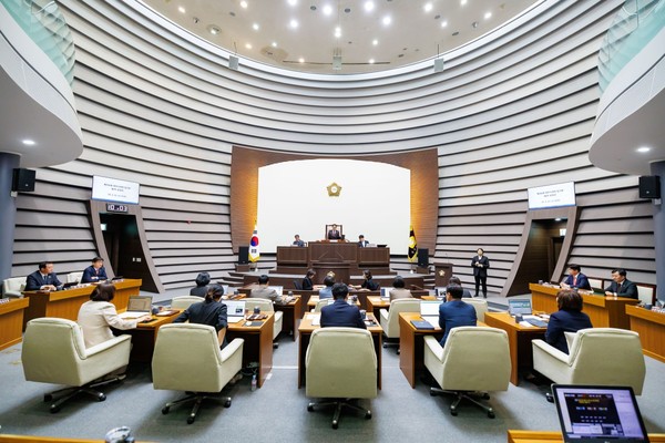 ▲ 광주시의회 제316회 임시회 제2차 본회의 전경.