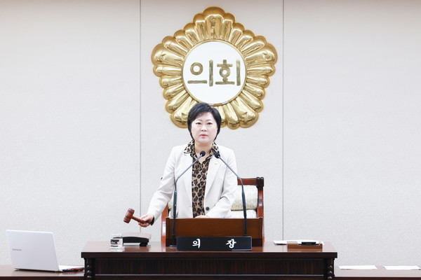 ▲ 타봉 중인 안애경 의장.