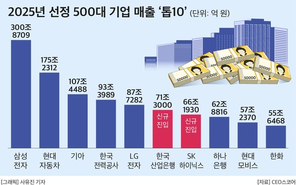▲ 2025년 선정 500대 기업 매출 톱 10. /뉴시스
