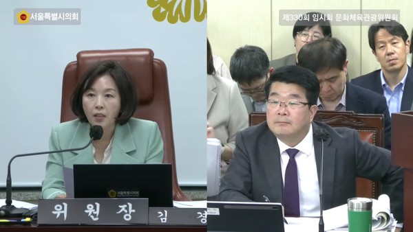 ▲ 제330회 임시회 문화체육관광위원회 서울문화재단 업무보고 진행 모습.