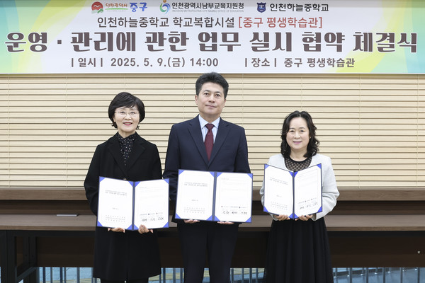 ▲ 중구 평생학습관 운영관리 협약식.
