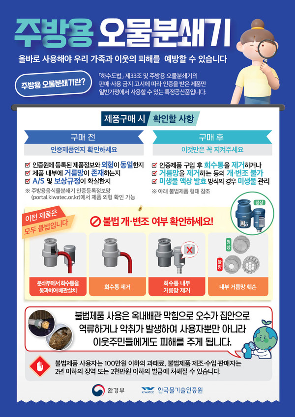 ▲ 김포시 '불법 주방용 오물분쇄기 사용금지' 포스터.