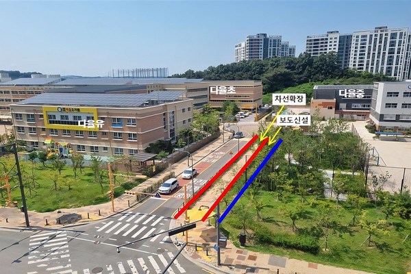 ▲ 다율초 앞 도로.