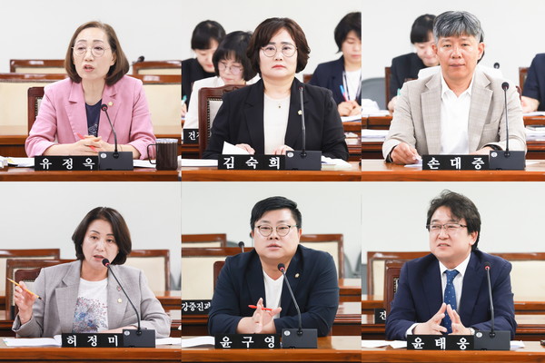 ▲ 유정옥, 김숙희, 손대중, 허정미, 윤구영, 윤태웅 의원.