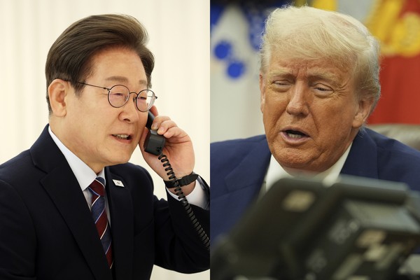 ▲ 이재명 대통령과 트럼프 미국 대통령 전화통화. /뉴시스