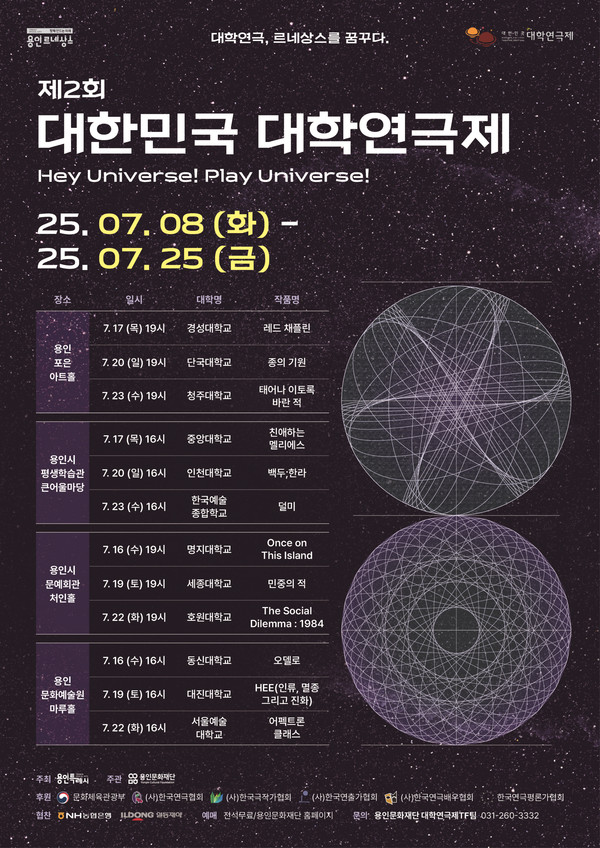 ▲ 용인특례시 주최 '제2회 대한민국 대학연극제' 안내 포스터.