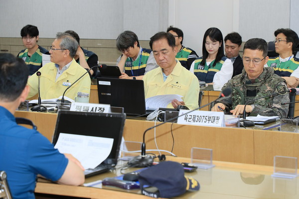▲ 평택시 2025년 화랑훈련 대비 관계기관 통합방위 협조회의 개최 모습.
