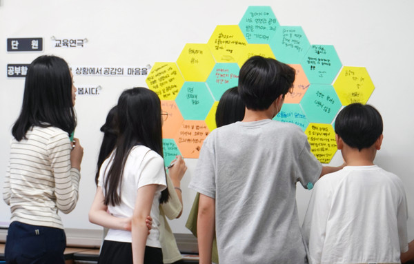 ▲ 성남정자초등학교 학생들 교육 연극 수업현장.