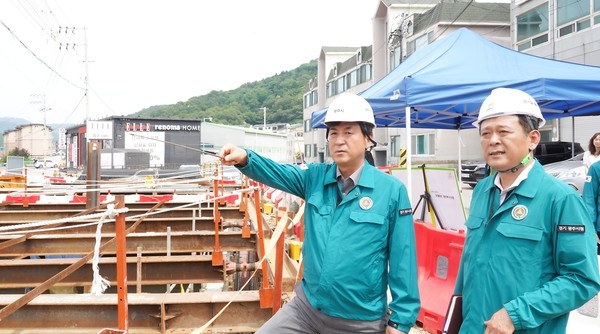 ▲ 방세환 광주시장 관내 공사 현장 안전점검 실시 모습.