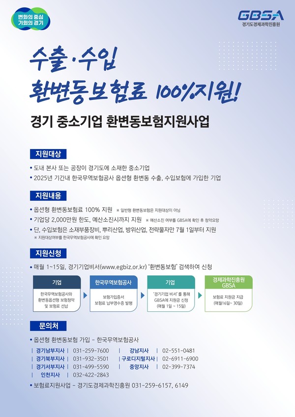 ▲ 경기 중소기업 환변동보험 지원사업 안내물.