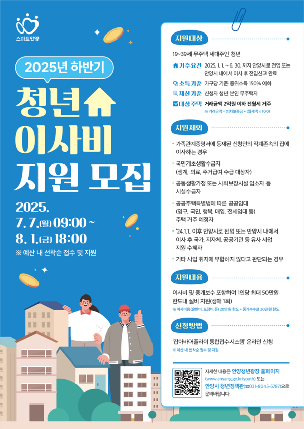 ▲ 안양시 2025년 하반기 청년 이사비 지원사업 포스터.