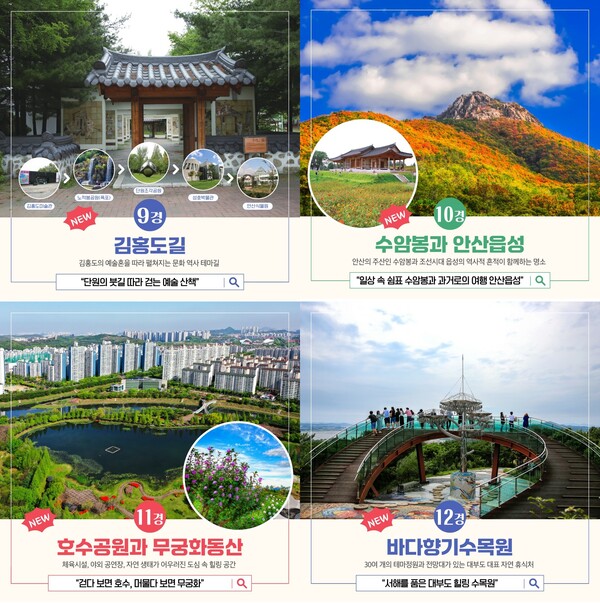 ▲ 안산12경으로 추가 선정된 안산의 관광 명소 4곳.