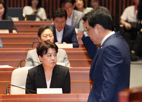 ▲ 긴급의총 참석한 윤희숙 혁신위원장. /뉴시스