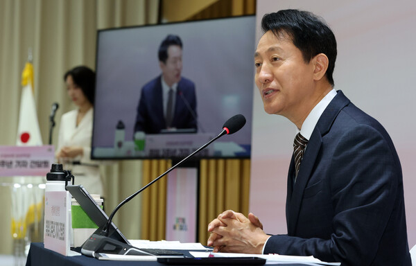 ▲ 오세훈 서울시장이 16일 오전 서울 중구 서울시청에서 열린 민선 8기 취임 3주년 기자간담회에서 인사말을 하고 있다. /뉴시스