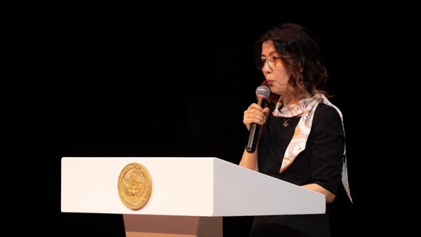 ▲ 서울특별시의회 아이수루 의원이 '서울시-비슈케크시 간 교류 기념공연'에 참석해 축사를 하고 있다.