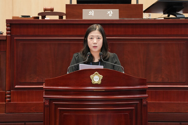 ▲ 동대문구의회 정서윤 의원 5분 자유발언 모습.