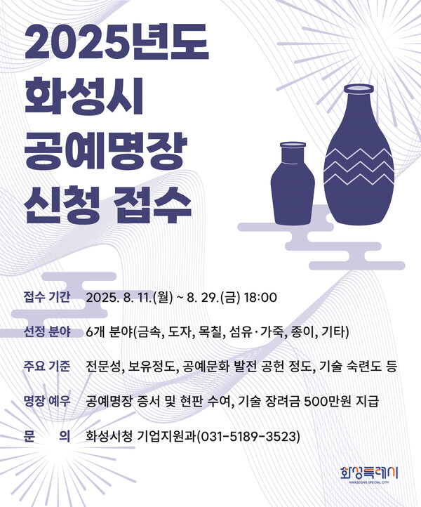 2025년도 화성특례시 공예명장 신청 안내문