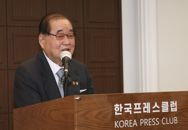▲ 이종찬 광복회장이 지난 6월 30일 서울 중구 프레스센터에서 열린 '나,조계진' 출판기념회에 참석해 기념사를 하고 있다. /뉴시스
