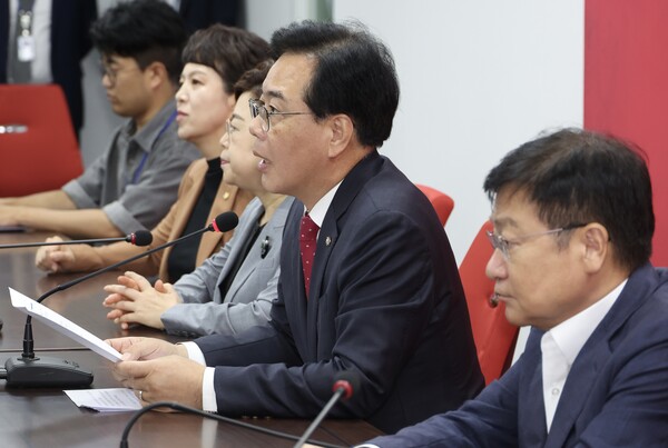 ▲ 발언하는 송언석 비대위원장. /뉴시스
