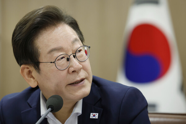 ▲ 이재명 대통령이 22일 서울 용산 대통령실 청사에서 열린 제1회 국가과학기술자문회의 전원회의에서 발언하고 있다. /뉴시스